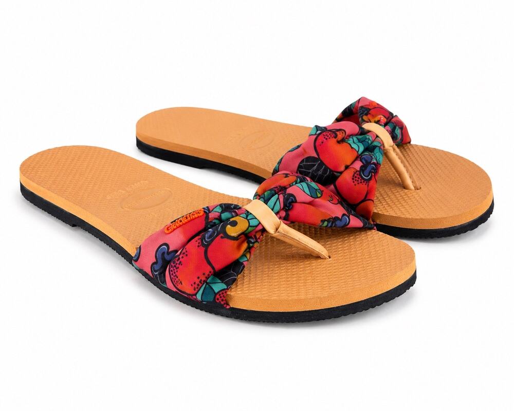 NWOB Havaianas Slim Bow Flip Flops Women’s 11/12 Floral Sandals Brazil Resort